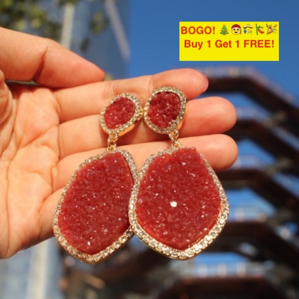 BOGO🎁 NEW Anthro Moonlight Drop Druzy Earrings - Picture 2 of 8